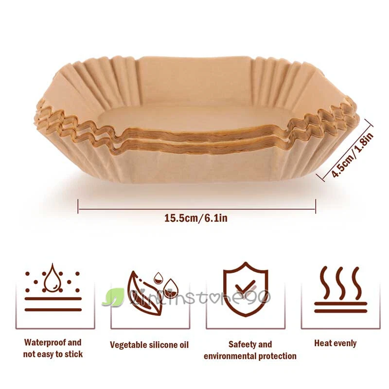 Air Fryer Liners, 100 PCS Disposable Paper Liners, Non-Stick Silicone Oil-proof