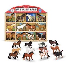 Melissa  Doug Pasture Pals - 12 Collectible Horses With Wooden Barn-Shaped