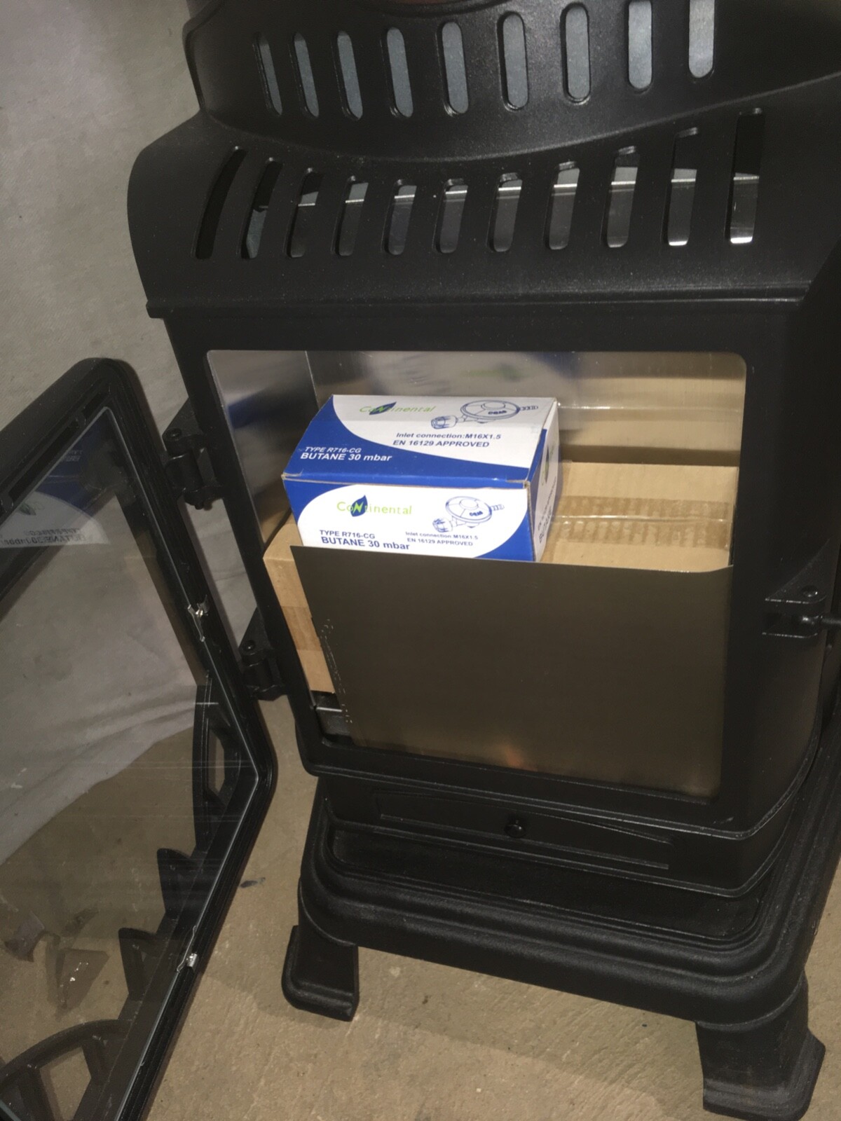 PROVENCE 3. 4Kw MATT BLACK Portable/Flueless Real Flame Gas Stove eBay