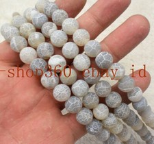Natural 10mm Gray Dream Frost Agate Round Gemstone Loose Beads 15" AAA