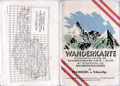 Puchberg Nord 1952 orig. Teil-Wanderkarte Pernitz Weissenbach Furth Muggendorf