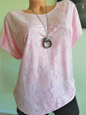 Gr. 52-54 MONA Shirt Spitzenshirt doppellagig vorn Viskose rosa - 50% Rabatt