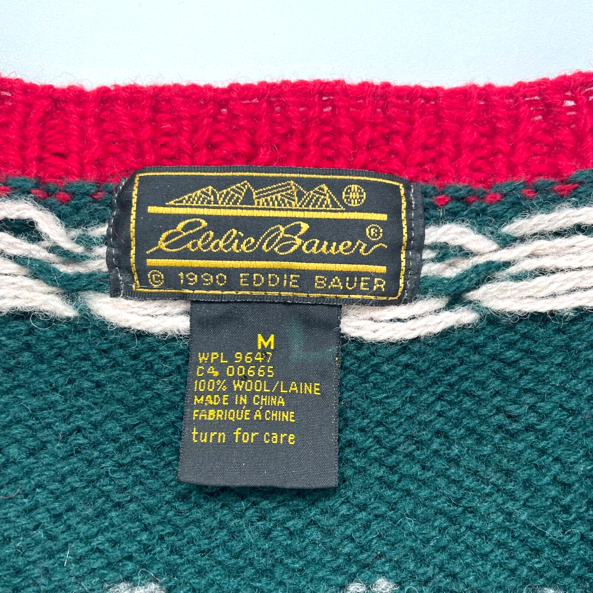 Vintage 90s Eddie Bauer Wool Cardigan Christmas Sweater Button