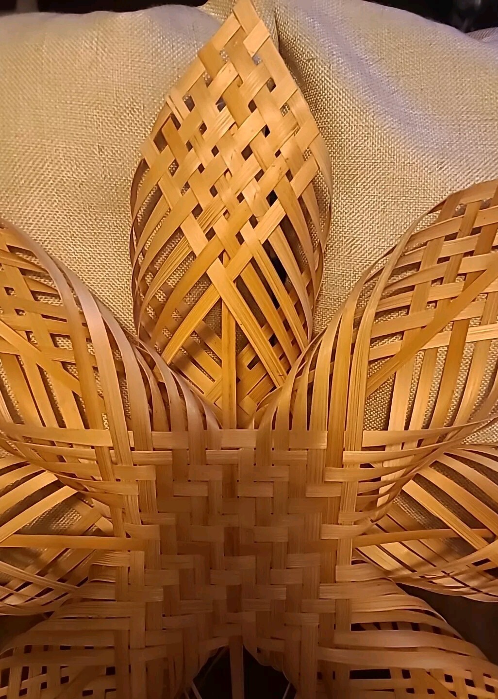 NWT Christmas Tree Topper Star Boho Natural Huge Bamboo Ratan Woven Big 22"