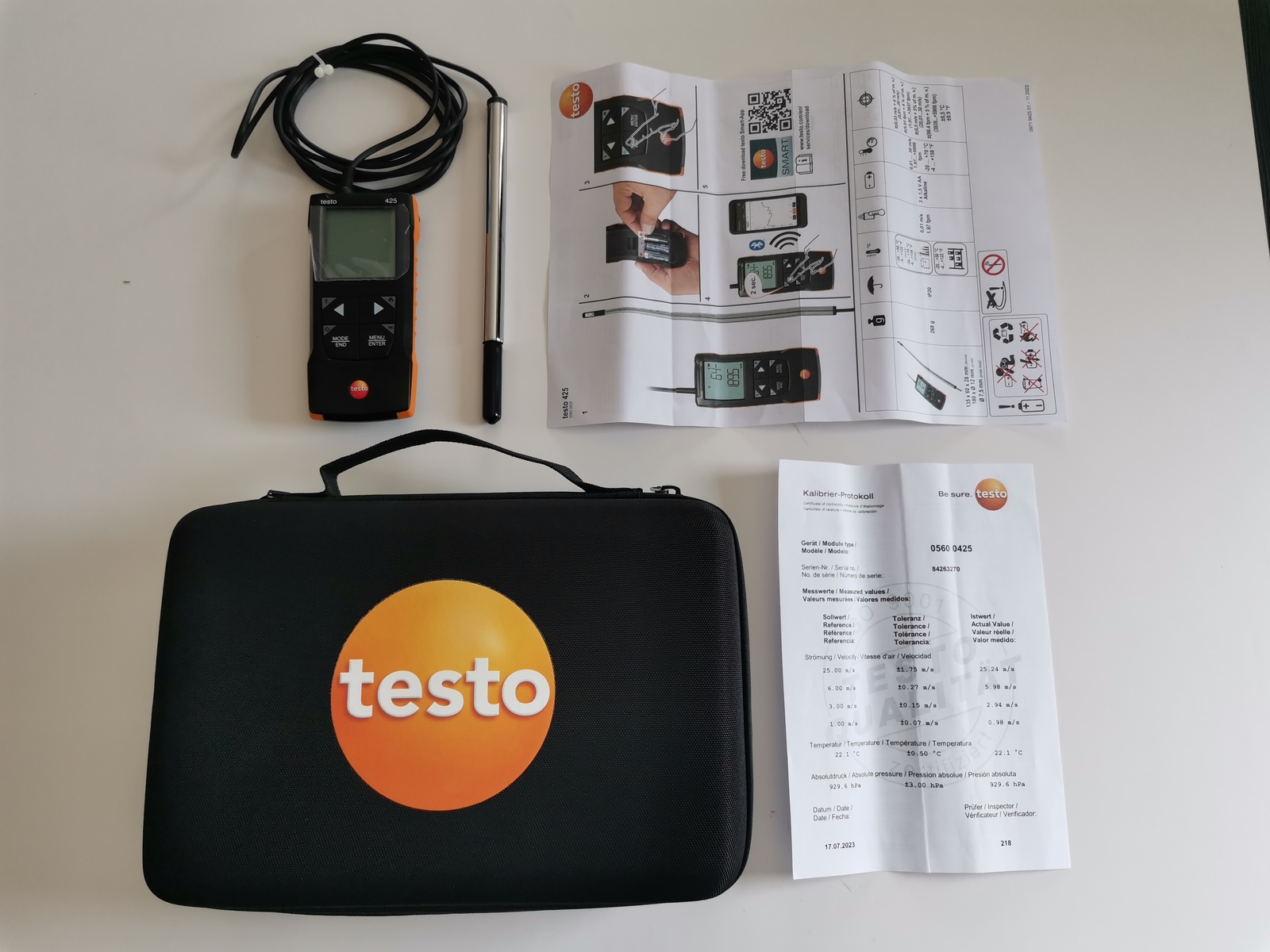Testo 425 Digital hot wire anemometer with App connection 0563 0425