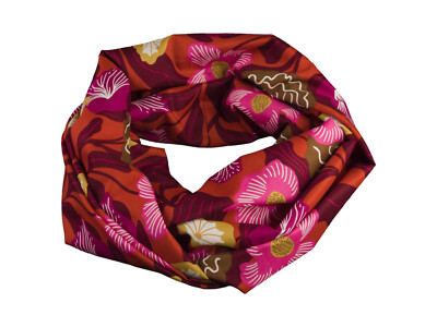 Damen-Loopschal Blumen floral wein rot bordeaux ca. 25 x 140 cm -100% Baumwolle