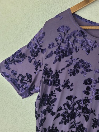 Impressions Top Women XL Purple Velvet Burnout Roses Floral Whimsigoth Office - Picture 5 of 19