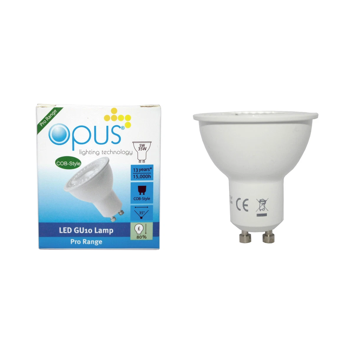 Opus 5W 40W GU10 Twist Lock LED Light Bulb Warm White with 3 Step Dimming