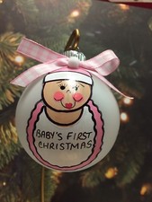 Baby's First Christmas Ornament - Handpainted and Personalized
