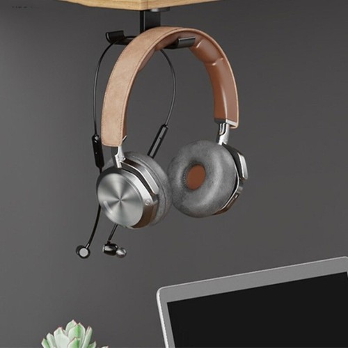 Double Headphone Stand Hanger Mount Under Desk Space Saving Holder for Office - Afbeelding 6 van 8