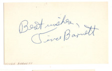 Vince Barnett (1902-1977) Signed Index Card / Autographed Actor 230 Films