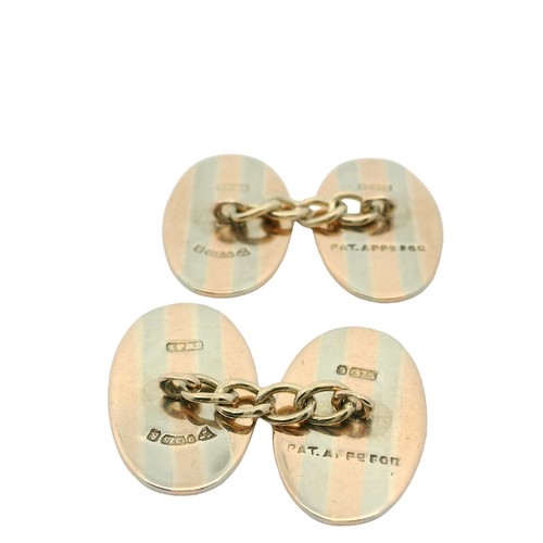Vintage 9ct Three Colour Gold Cufflinks - Chester 1927 - Picture 4 of 6