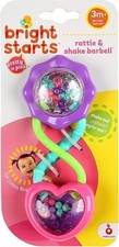 Bright Starts Rattle and Shake Barbell Toy - Pretty in Pink, Ages 3 Months 
