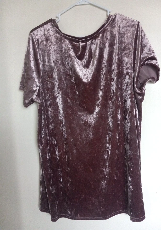 Spring + Mercer Velvet Legging Tee Women’s XXL Mauve Short Sleeve Top - Image 3 of 3