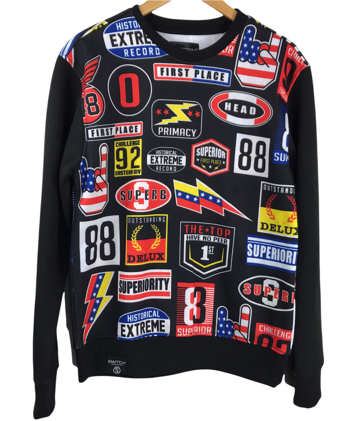 Switch Remarkable Men's Black Patch  Logo Crew Ne… - image 1