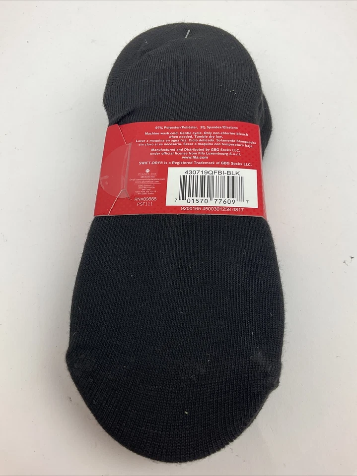 Meias pretas femininas FILA 4 pacotes forros invisíveis 9-11 tamanho 4-10 - Imagem 2 de 4