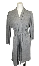 N Natori Robe Belted Wrap with Pockets Heather Gray Women's Size S Long Sleeve