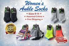 Women's Ankle Socks Size 6-11 Assorted Colors