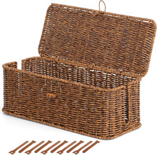 Cable Management Box, Cord Organizer with Lid  Cable Ties - Brown, L