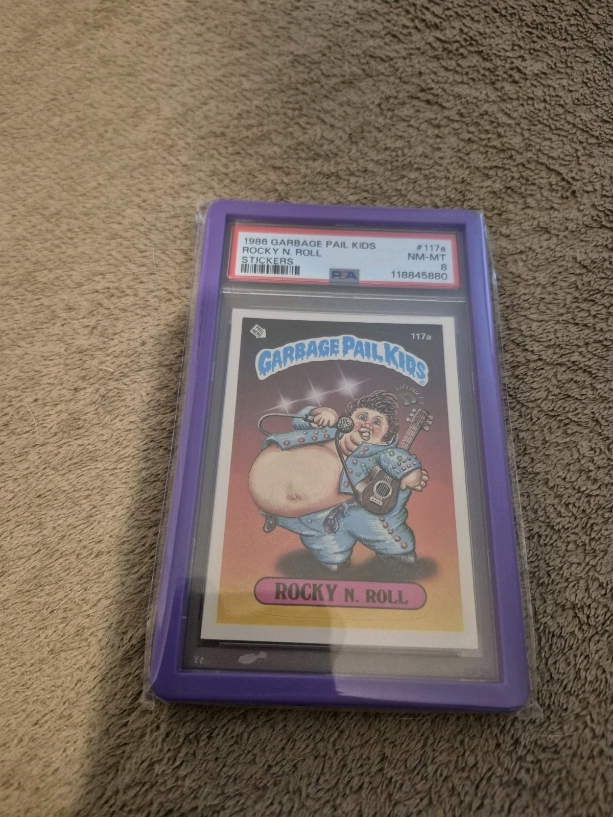 Garbage Pail Kids Trading Card 1986 Sticker PSA 8 Rocky Roll #117 Elvis Presley