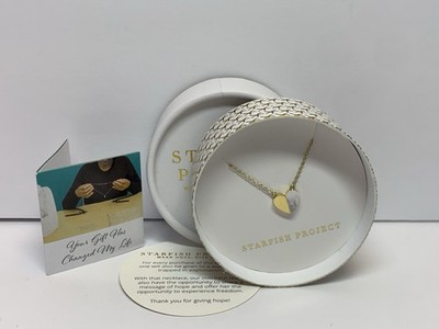 The Starfish Project Give Hope Heart Mother of Pearl 14K Gold Plate Necklace NIB