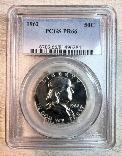 1962 Franklin Half Dollar PCGS PR66 Proof Silver Reverse Cameo $1 NR!