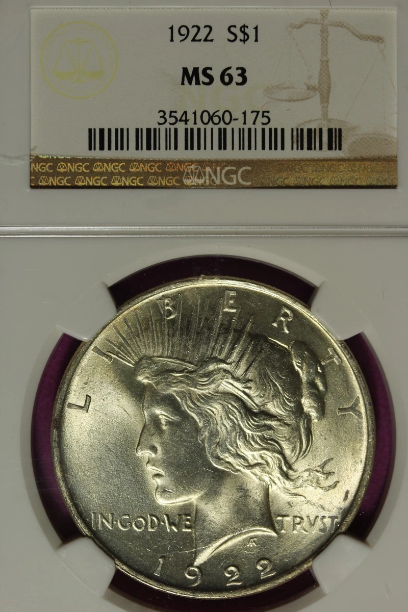 MS 63 Graded 1922 Year Peace Dollars (1921-1935) for sale | eBay