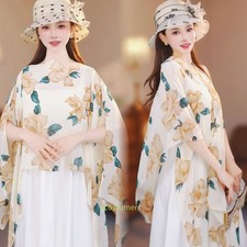 Women Chiffon Shawl Cover Up Bolero Cardigan Flower Cape Scarf Shrug Crop Top