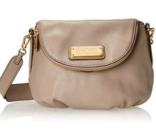 🌞MARC JACOBS NEW Q NATASHA GRAY BEIGE CEMENT LEATHER SMALL CROSSBODY BAG🌺NWT!