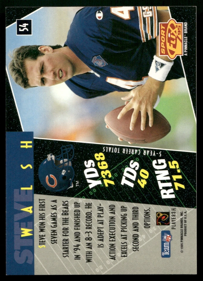 1995 Sportflix #54 Steve Walsh - Image 2 of 2