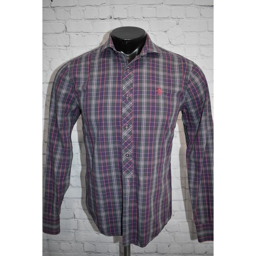 Penguin Munsingwear Shirt Mens Size Medium Slim Fit Pink Gray Purple Plaid - Picture 5 of 6