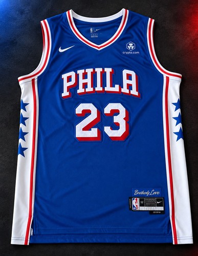 🔥Lebron James🔥#23 76ers SWINGMAN ICON EDITION Stitched Jersey (Royal) Men's XL