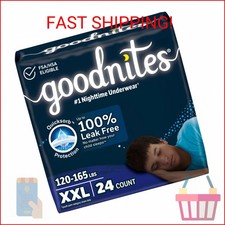 Goodnites Boys' Nighttime Underwear, Size XXL 120-165 lbs , 24 Ct 2 Packs of 1