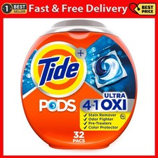 Tide PODS Ultra OXI Liquid Laundry Detergent Pacs, 32 Count