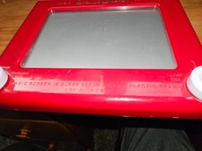 Etch A Sketch Mechanical Drawing Toy with Red Plastic Frame with White Knobs