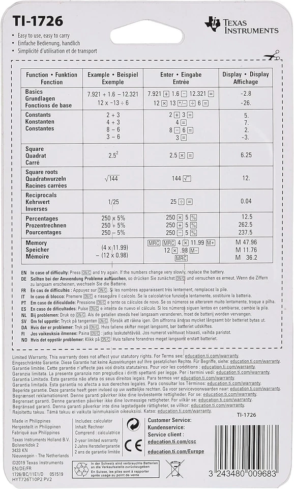 Texas 1726/FBL/11E1 Mini Desktop Calculator TI-1726 - Image 2 of 2
