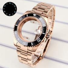 Rose Gold Luminous Bezel Oyster 40mm Watch Case Bracelet For Seiko NH35 ETA2824