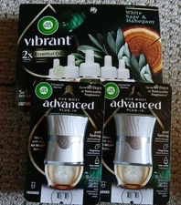 Air Wick Plug in Scented Oil Refill, 5 Ct  White Sage & Mahogany & 2 Plug-in