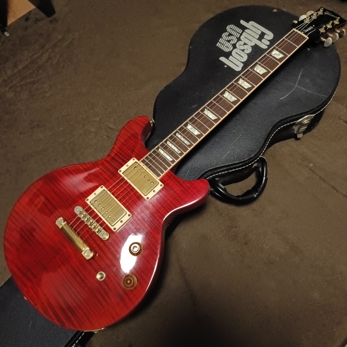 Electric Guitar Gibson Les Paul Standard DC Plus 2002 Trans Red