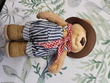 Vintage Furskins Teddy Bear 1980's Hard Plastic Fuzzy Farmer Jointed 5 No Tags