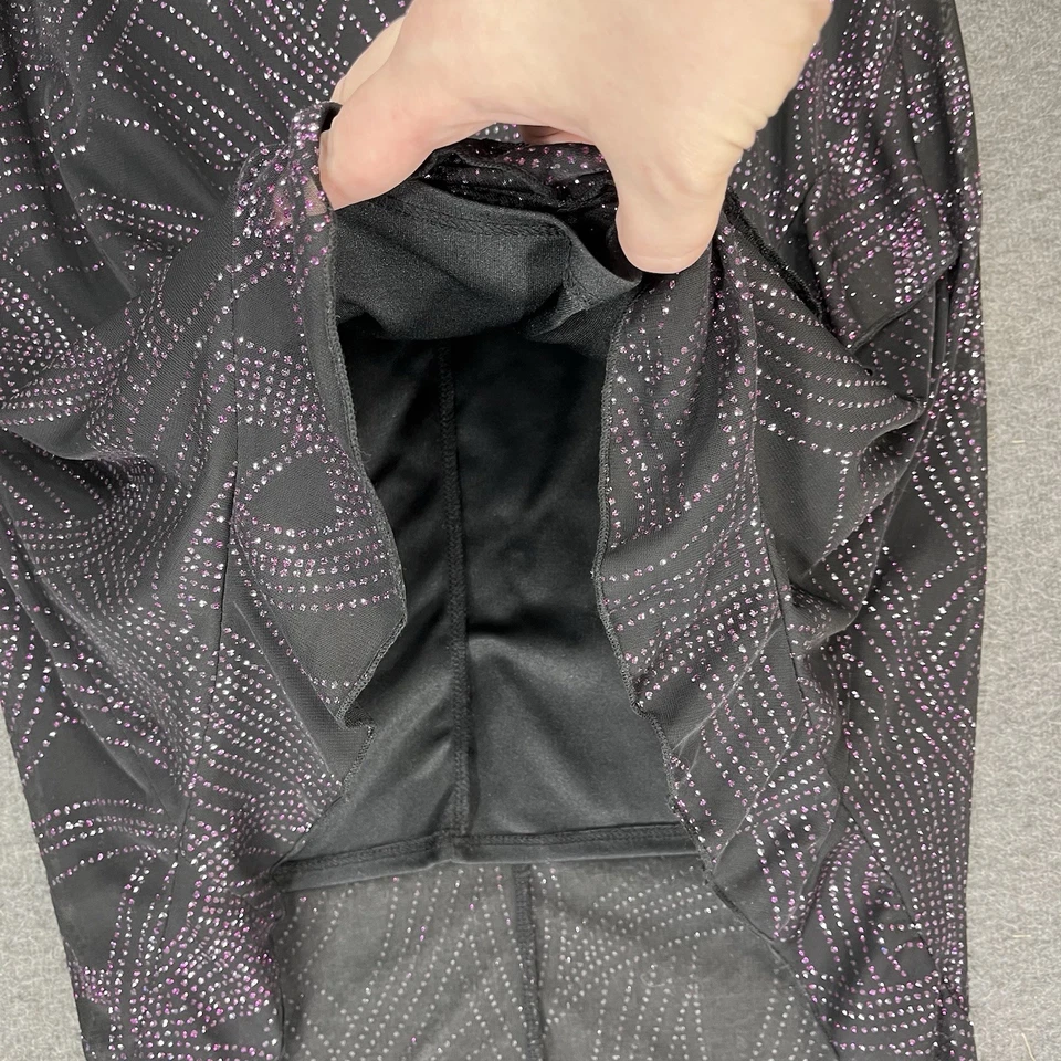 Vestido Halter Vintage Byer Too Negro Púrpura Metálico Talla L Forrado Asimétrico Foto 3 de 4