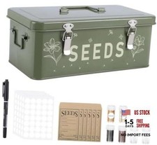 Seed Storage Organizer, Seed Saving Box with Green with Transparent Bottles