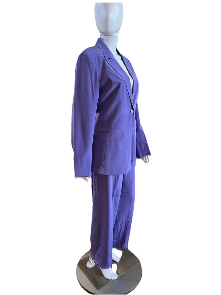Traje pantalón mujer ADOLFO talla 12 púrpura/violeta 100 % seda vintage años 80’s diseñador Foto 4 de 4
