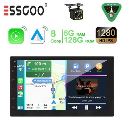 8-Kerne 4G Android 15 Carplay Autoradio 2 DIN RDS BT 6+128G GPS NAVI WiFi AM KAM