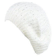 BYOS Women's Fall French Style Cable Knit Beret Hat One Size Off-white