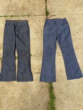 Lot of 2 1970s Orange Tab and White Tab Flair 8-10 Kids 12 x 25 Dark Wash Jeans