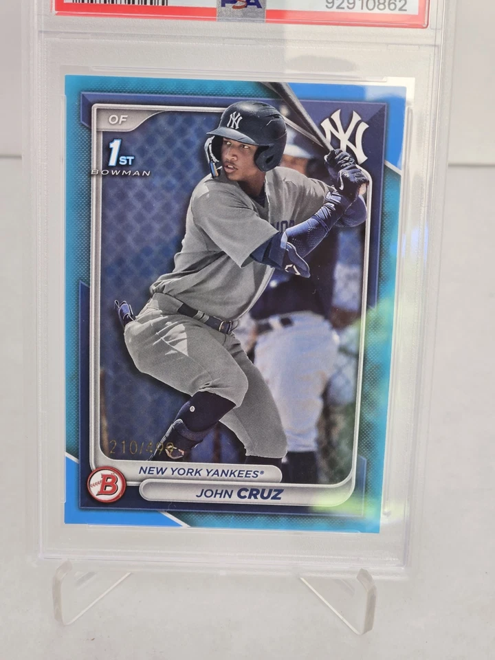 2024 Bowman John Cruz ⚾️ 1st BOWMAN SKY BLUE ⚾️ NUMBERED 210/499! 💎 PSA 9 💎💎 - Image 3 of 4