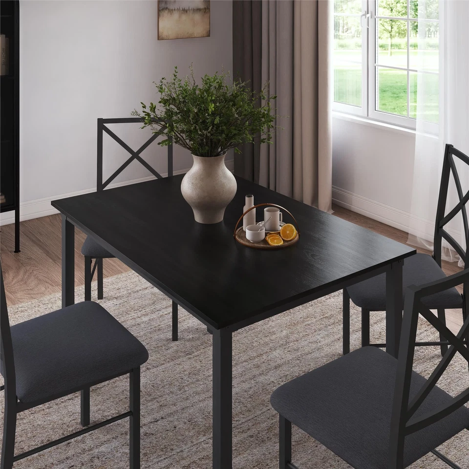 Modern 5-Piece Dining Table and Chair Set Set of 4 Dining Room Compact Design - Image 3 of 4
