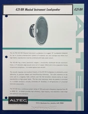 Vintage Altec Lansing Spec Sheet / 421-8H Speaker