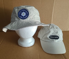 Off-White LIFE IS GOOD Have a Nice Day Cotton Bucket Hat, and Adj. Baseball Cap